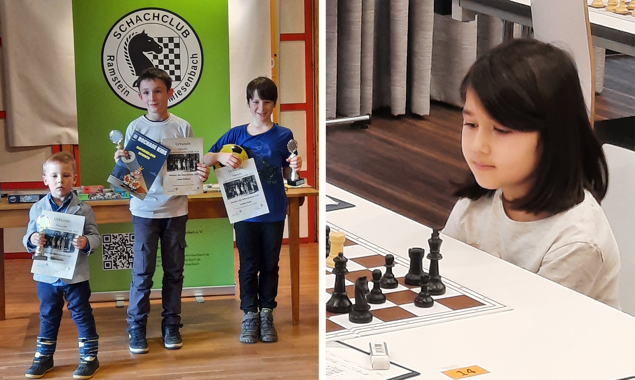 Die erfolgreichen Schachspieler Lasse Willems und Yagmur Akkaya vom Schachclub Ramstein-Miesenbach
