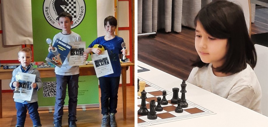 Die erfolgreichen Schachspieler Lasse Willems und Yagmur Akkaya vom Schachclub Ramstein-Miesenbach