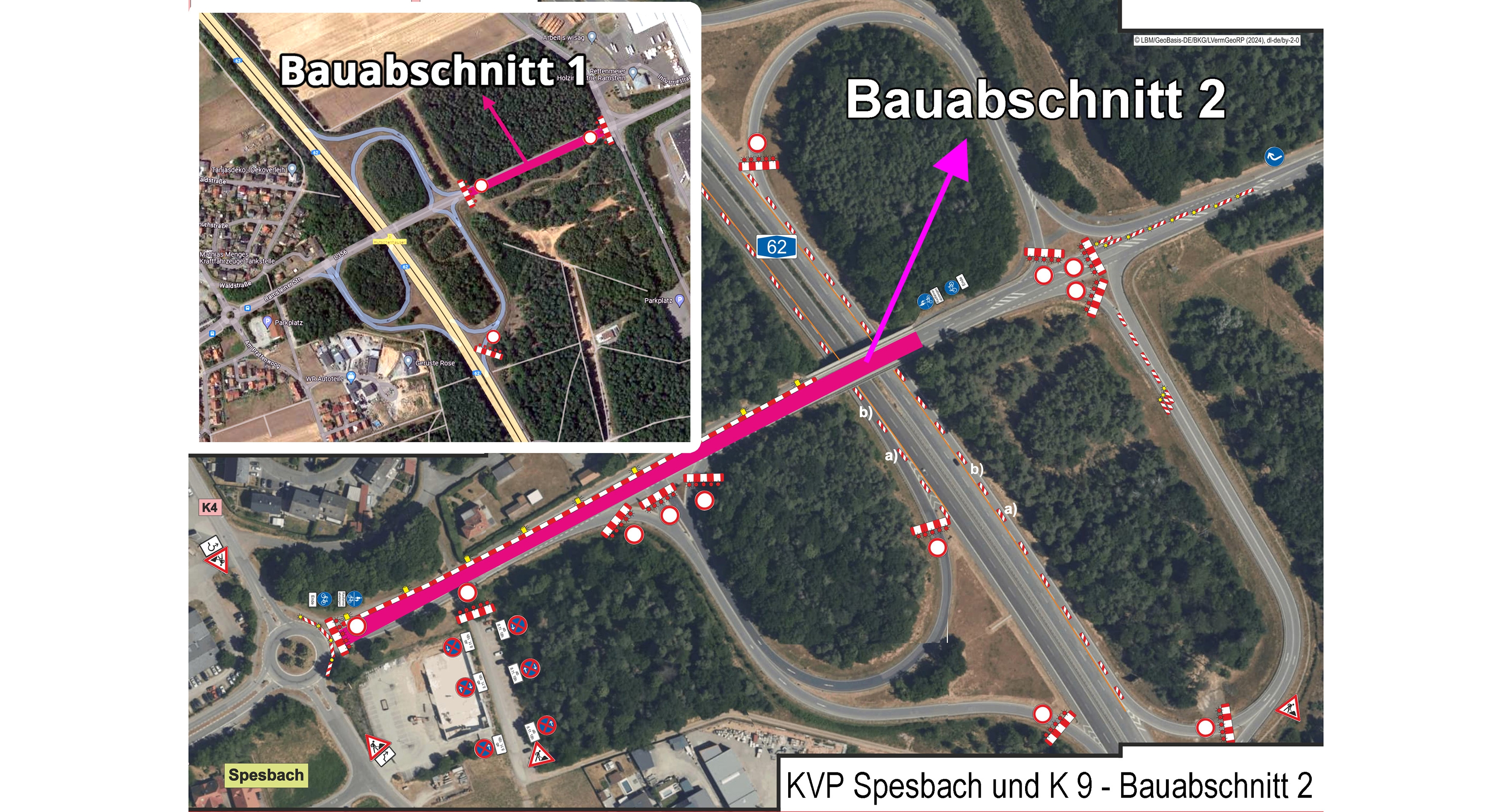 Karte der vorgesehenen Bauabschnitte