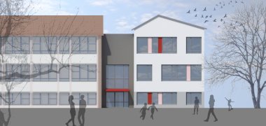 Ansicht des Anbaus im Plan