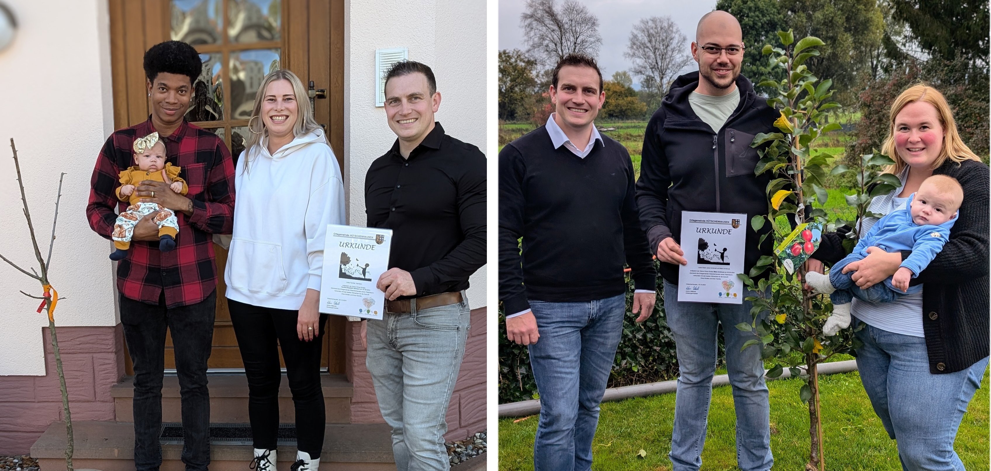 2 Bilder mit beschenkten Familien