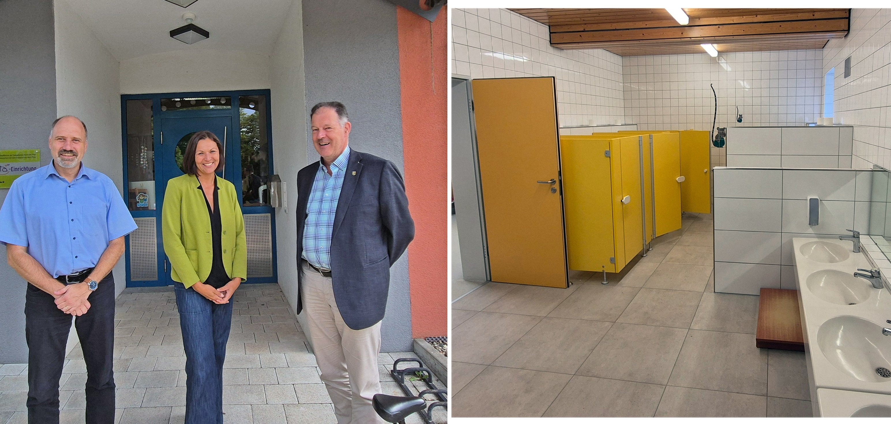 Besucher der Kita und neuer Sanitärbereich