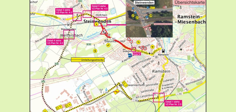 Lageplan Sperrung und Umleitung