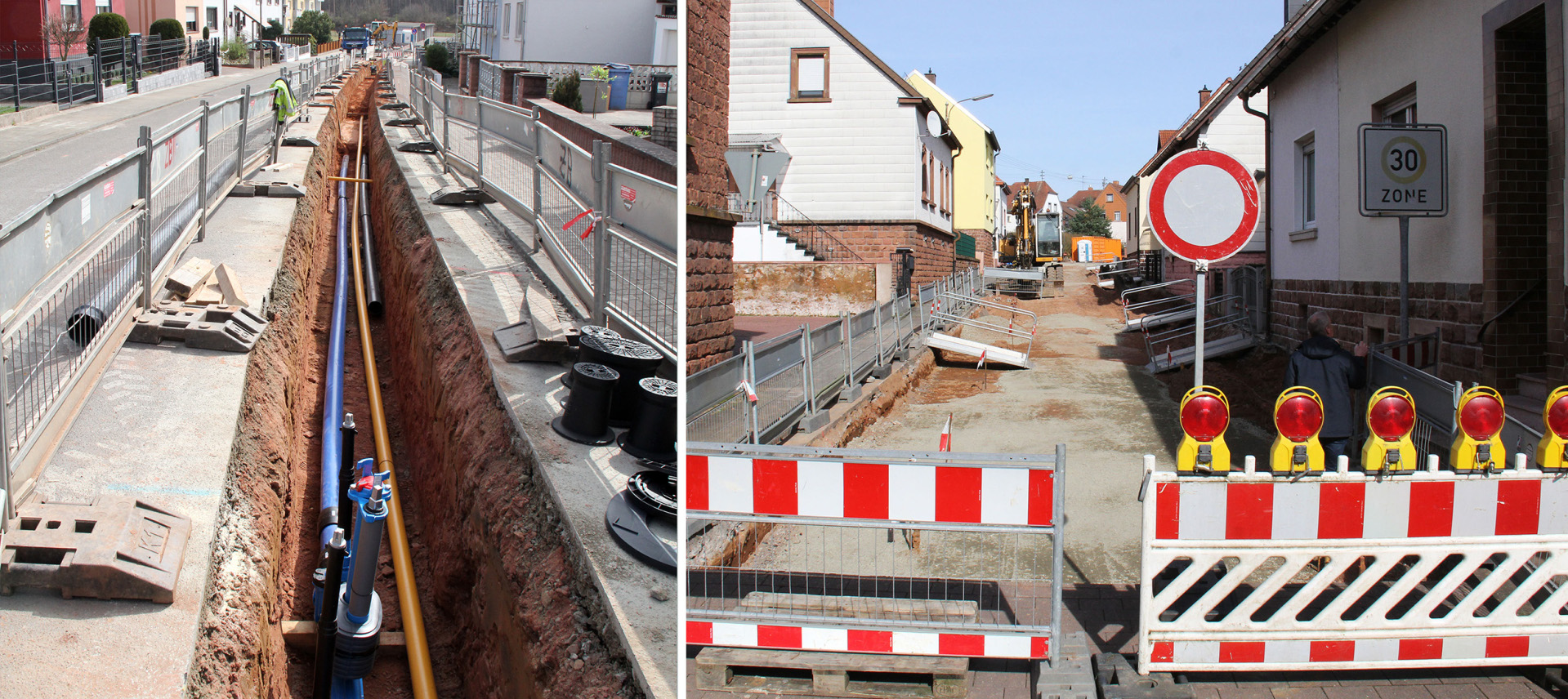 Montage Fotos Straßenbauarbeiten