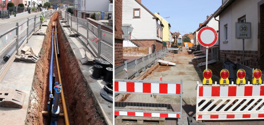 Montage Fotos Straßenbauarbeiten