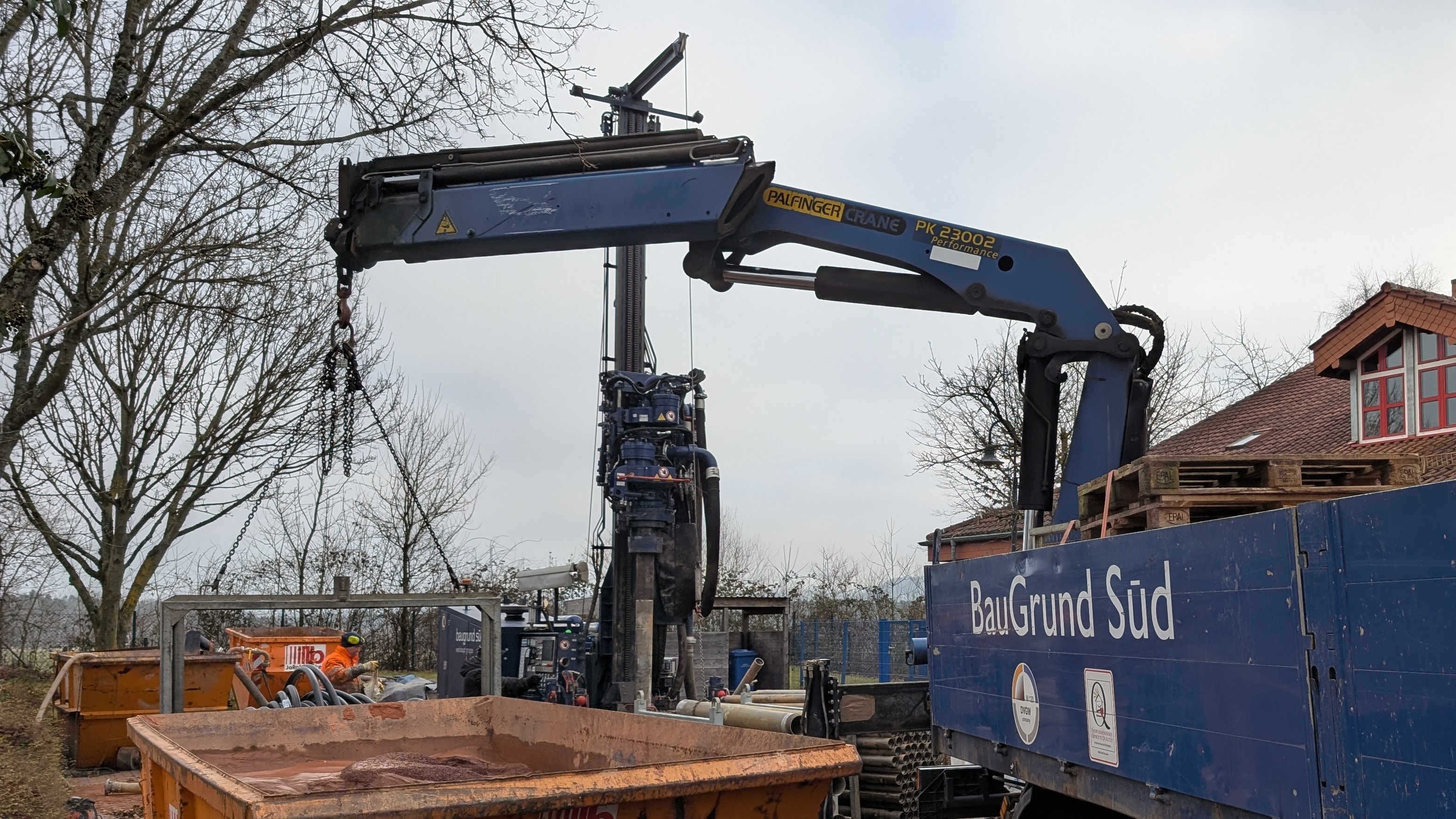 Bohrgerät an der Villa Kunterbunt