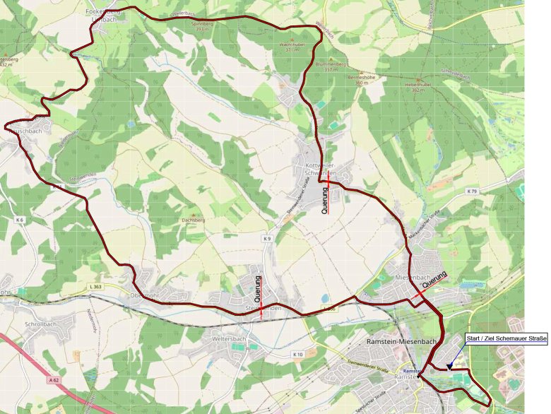 Plan des Rundkurses durch die Verbandsgemeinde