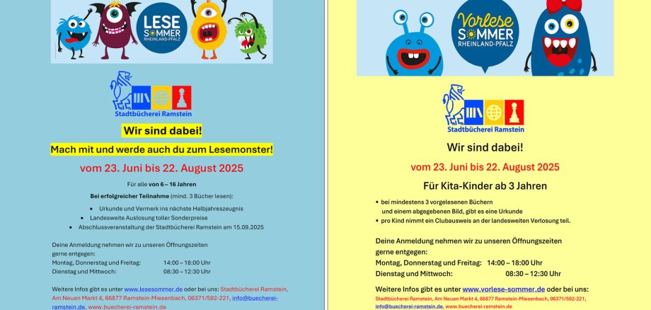Plakate von Lesesommer und Vorlesesommer