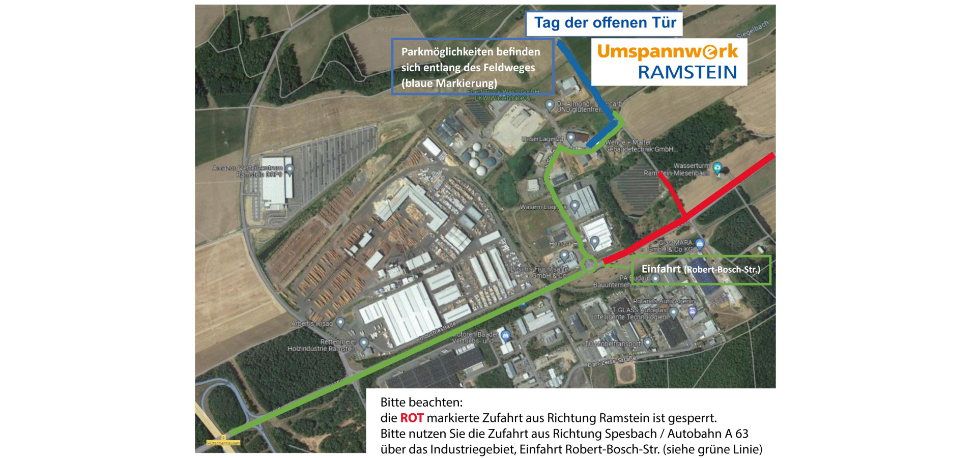 Wegbeschreibung zum Umspannwerk